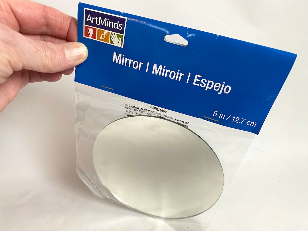 Round GLASS MIRROR 5 in Round Mirror Artminds Mirror With Foam Buttons ...