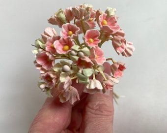 Vintage Bouquet Rose Pink Millinery FLOWERS | Mini Bouquet Forget-me-not Flowers | Vtg Tiny Pink Flowers | Artificial Miniature Flowers