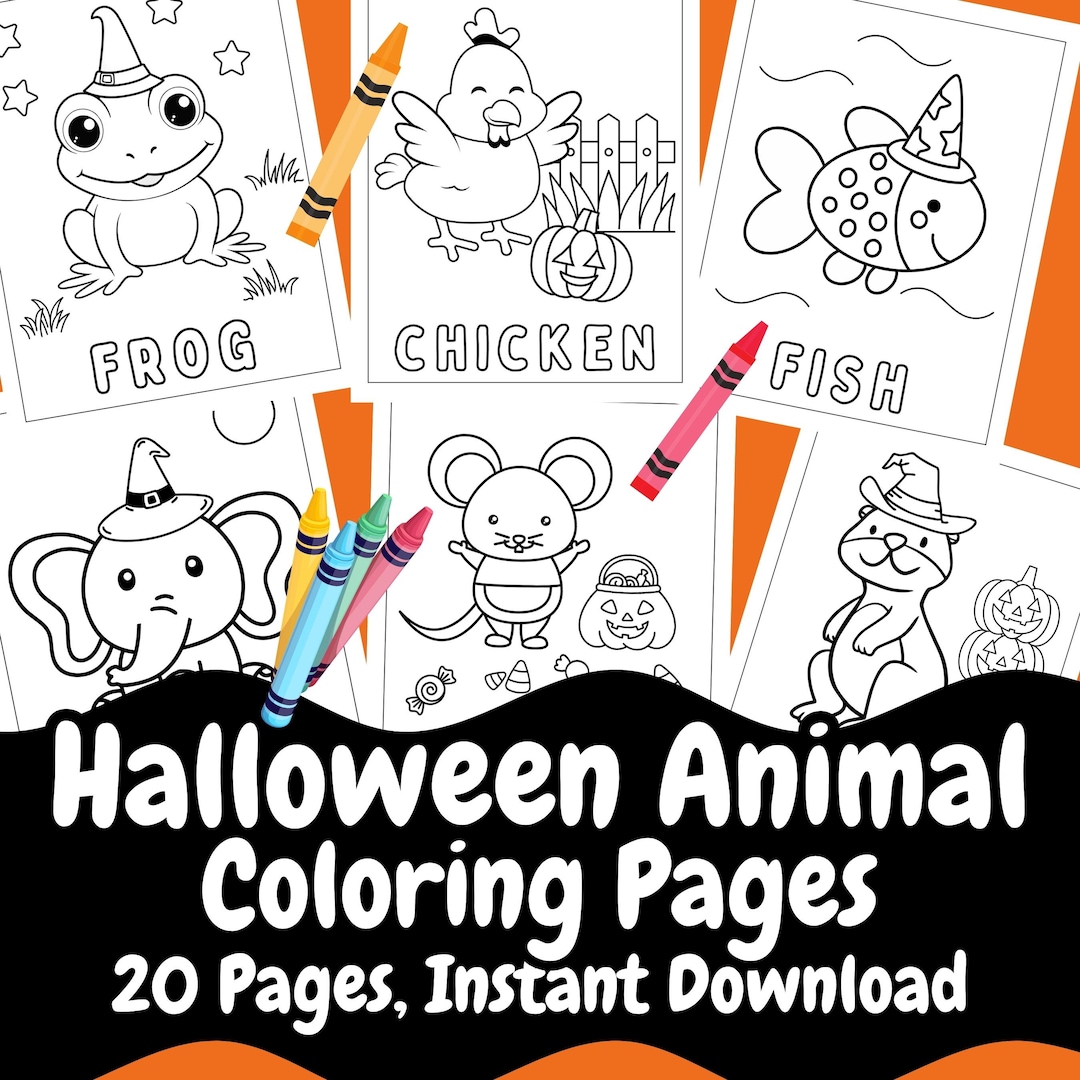 Halloween Animal Coloring Pagespdf Digital Downloadprintable Halloween