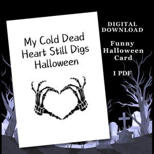 Cartão engraçado de Halloween | Cartão engraçado de esqueleto | Cartão de Halloween para impressão | Download digital | Cartão de Halloween em preto e branco | Cartão de piada de esqueleto