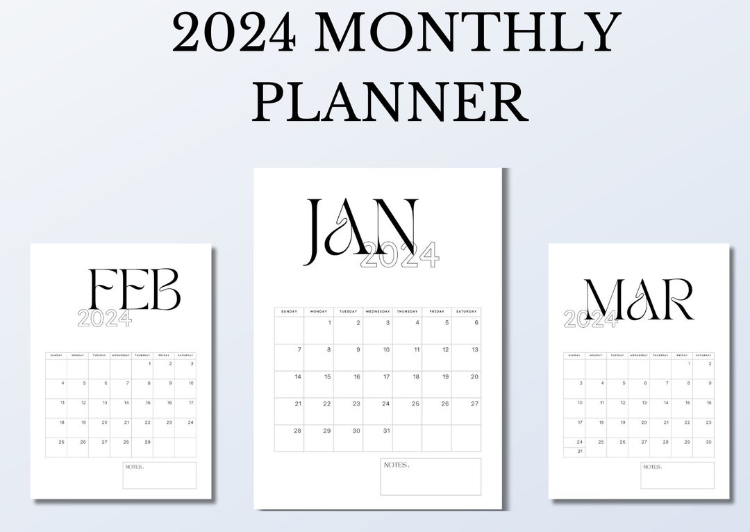 Planner Calendar 2024 Monthly Calendar Printable Planner 2024 ...