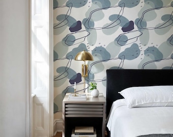 Abstract Shapes Blue Wallpaper – Peel and Stick Removable Wall Mural