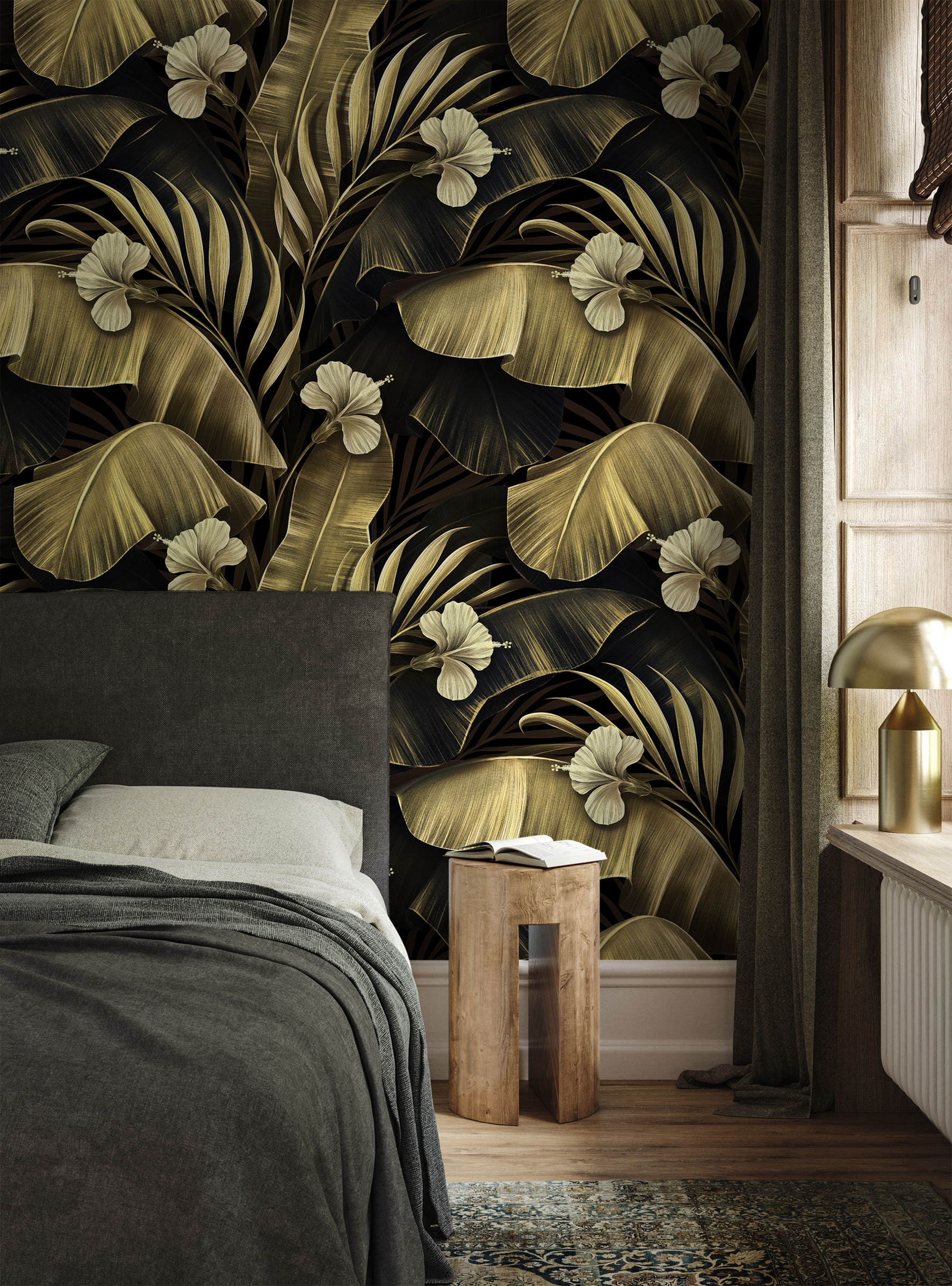 Gold Banana Leaves Wallpaper: Peel and Stick Tropical Wall Mural - Etsy