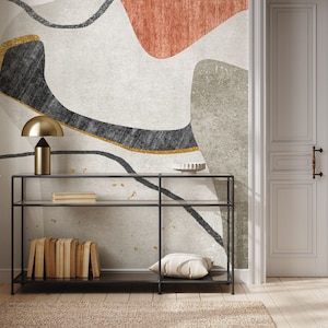 Abstract Shapes Wallpaper Peel and Stick, Contemporary Abstract Wallpaper, Minimalist Shapes Mural, Boho Wallpaper, Removable Self-Adhesive