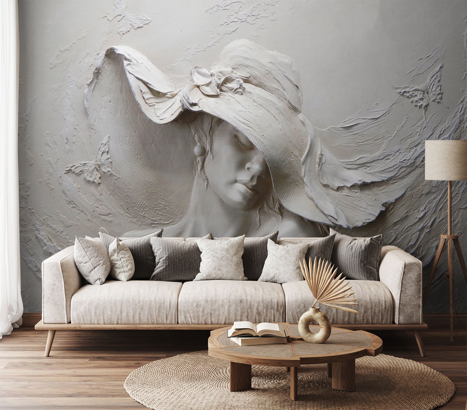 3D Woman Sculpture Wallpaper Mural: Peel and Stick Relief Wall Art - Etsy