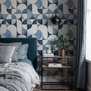 Watercolor Geometric Wallpaper, Peel and Stick, Modern Abstract Wall Mural, Abstract Geometric Removable Wallpaper, Self Adhesive Mural