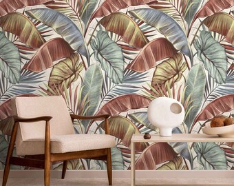 Tropical Banana Leaf Wallpaper – Peel and Stick Removable Wall Mural