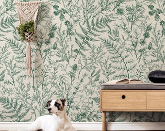Fern Botanical Wallpaper: Peel and Stick Plant Wall Mural