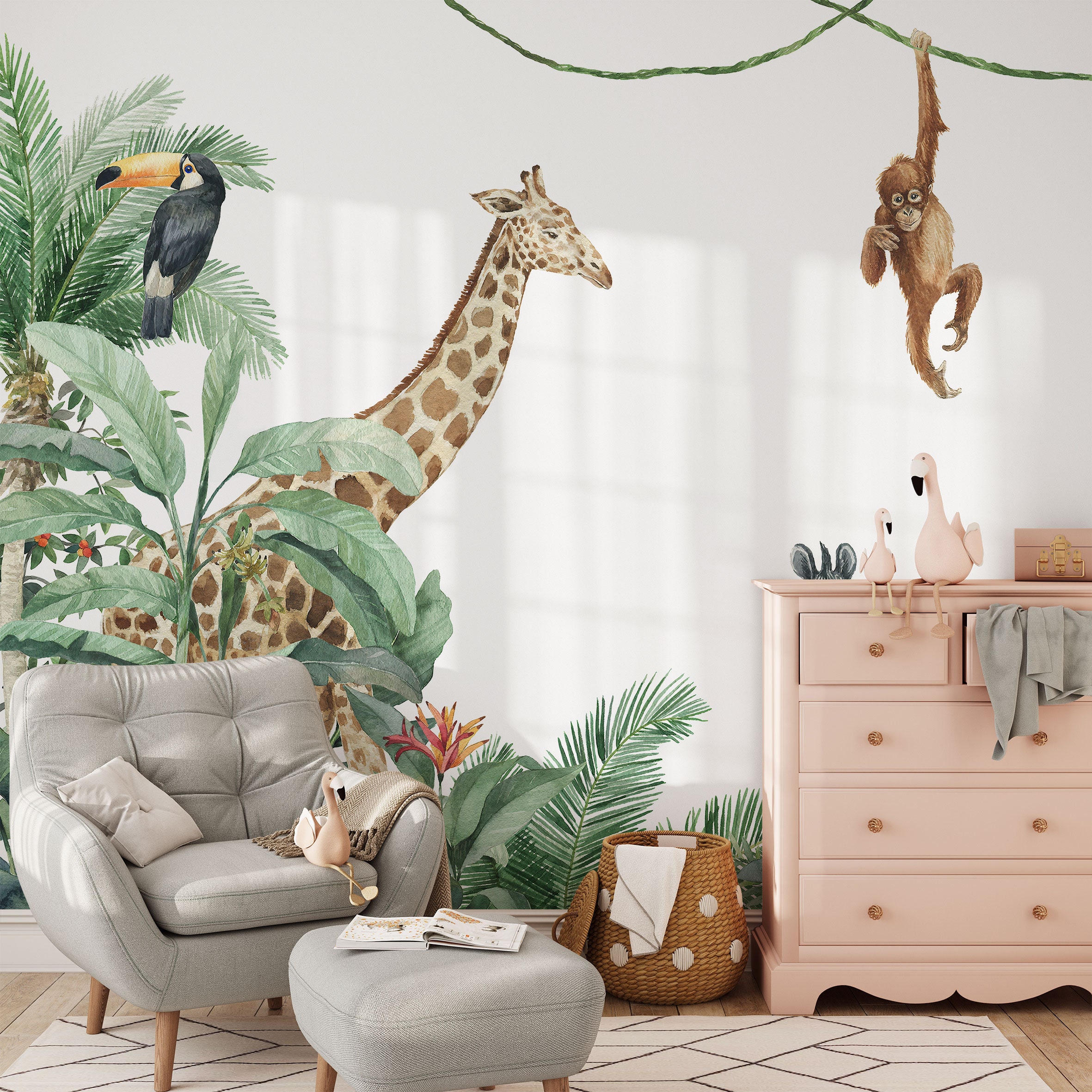 Jungle Animals Wallpaper: Peel and Stick Kids Room Wall Mural - Etsy