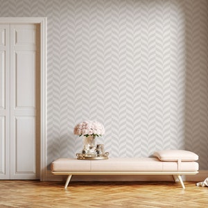 Light Gray Herringbone Removable Wallpaper, Geometric Self Adhesive or Traditional Wallpaper, Minimal Chevron Pattern Mural, Peel and Stick