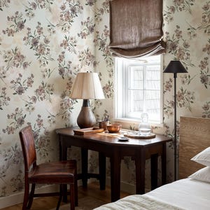 Watercolor Floral Wallpaper, Neutral French Country Wallpaper, Farmhouse Peel and Stick Wallpaper,Vintage Classic Floral Wallpaper,Removable