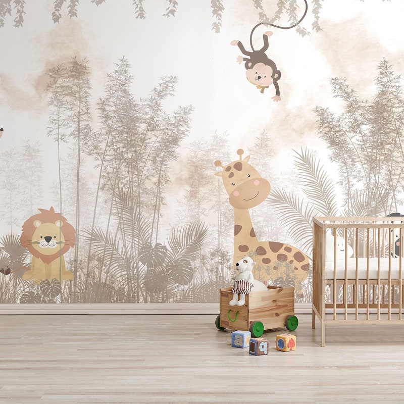 Baby Nursery Animal Wallpaper - Etsy