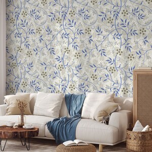 Floral Art Nouveau Wallpaper, Peel and Stick, Vintage Victorian Removable Wallpaper, Home Decor Wall Art, Self Adhesive Mural