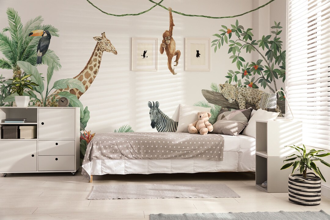 Jungle Safari Animals Wallpaper for Adventurous Kids Room, Kids