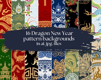 16 Chinese New Year Background Prints | 2026 New Year| Chinese New Year | Chinese Art | 2026 Lunar New Year |  Dragon Bundle