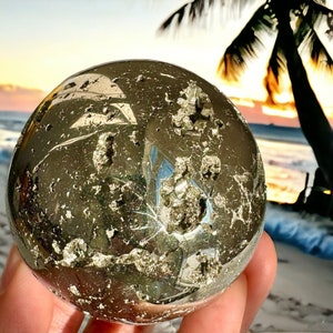 Iron Pyrite Sphere from Peru, High Quality Druzy Pyrite Ball