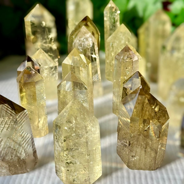 Natural Citrine Tower with Rainbows - Powerful Smoky Citrine Energy Generator for Abundance, Wealth, and Success - Meditation Altar Decor