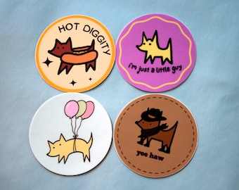 Pointy Dog Circle Stickers