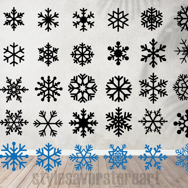 Fiocchi di neve in formato SVG, ornamenti di Natale, fiocco di neve in formato SVG, file di taglio, clipart, pupazzo di neve Cricut in formato SVG, Babbo Natale, pacchetto, inverno in formato SVG, Natale, Silhouette