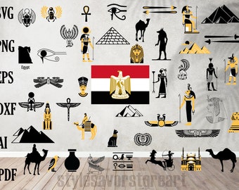 Egyptian svg bundle, egyptian Collection, Egyptian clipart, Egypt svg, Egyptian Symbols, Egypt Silhouette, Cleopatra, Eye of Horus, pharaoh