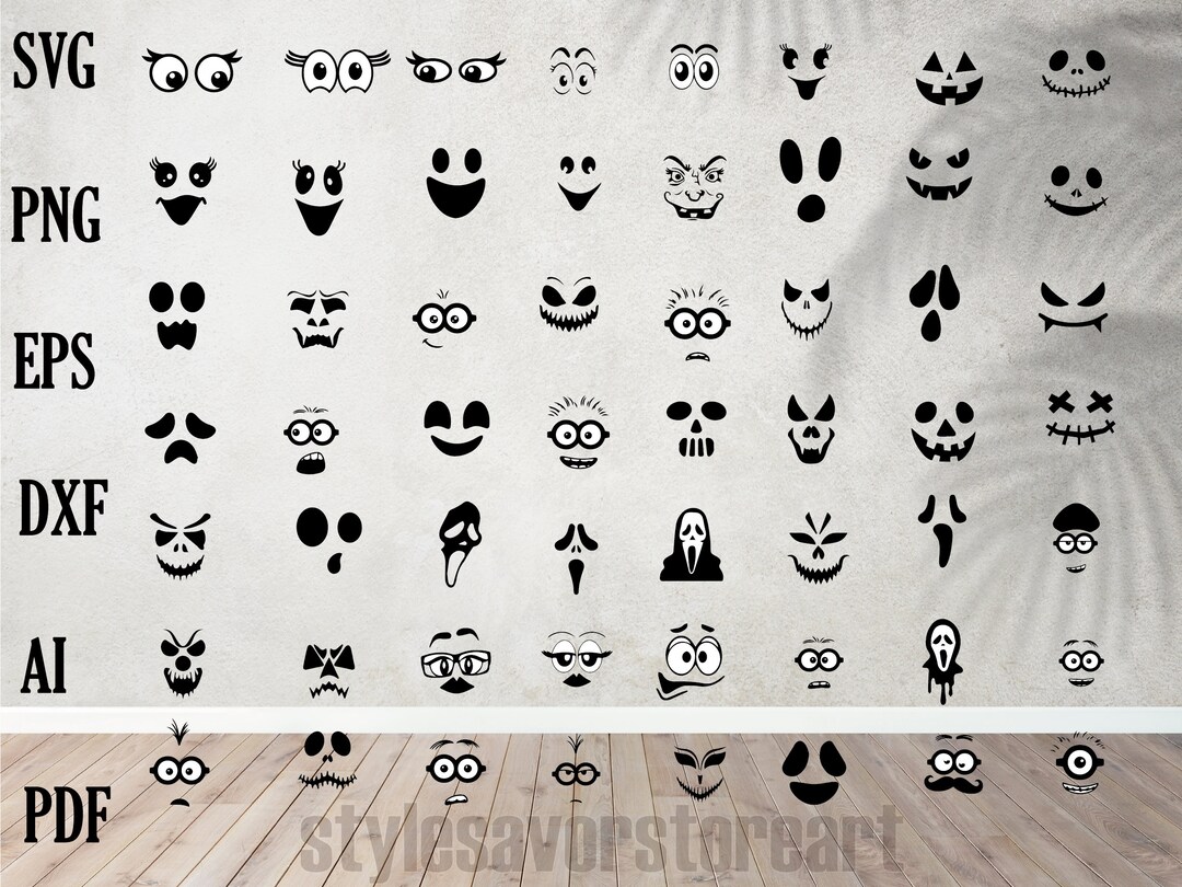Cartoon Emotion Faces SVG Bundle, Kawaii Face SVG, Cute Funny Face SVG ...