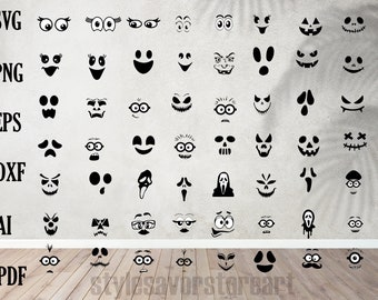 Cartoon Emotion Gesichter SVG Bundle, Kawaii Gesicht SVG, süßes lustiges Gesicht SVG, Emoji Gesicht, Cartoon Gesicht Clipart, Comics Gesicht, Png, Silhouette