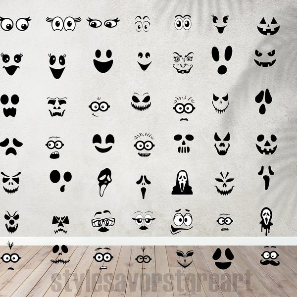 Cartoon Emotion Faces SVG Bundle, Kawaii Face SVG, Cute Funny Face SVG, Emoji face, cartoon face clipart, comics face, png, silhouette