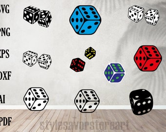 Dice Black and White Silhouette Instant Downloads 4-SVG, 4-PNG, 4-EPS, 4-dxf, 4-jpg digital download