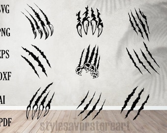 Claw SVG Bundle, Claw PNG Bundle, Claw Clipart, Dino Claw, Marks svg, Scratch svg, Claw Marks SVG, Sublimation, Scratches Clip Art.