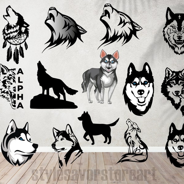 Husky dog svg bundle, husky cut file, husky svg, husky silhouette, siberian husky, peeking smiling, dog svg, siberian dog svg, husky png