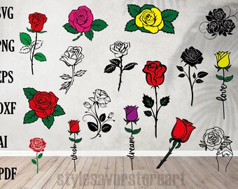 ROSE SVG Bundle, ROSES Svg Bundle, Rose Clipart Bundle, Rose Svg cut files for Cricut, Flowers Svg