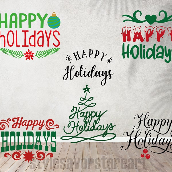 happy holidays svg bundle, happy holidays dxf,Christmas Sign Cut File, cricut,