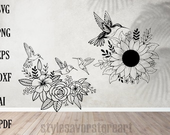 Hummingbird Svg, Hummingbird Clipart, Hummingbird Flowers Svg, Humming Bird Svg, Bird svg, Hummingbird Vector, Hummingbird Cricut Cut file