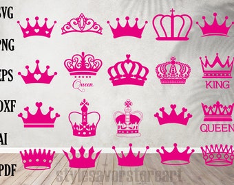 Royal Crown SVG, Princess Tiara SVG, King Crown, Queen Crown, Princess Crown, For Cricut, For Silhouette, Cut Files, Png, Dxf, Svg Files