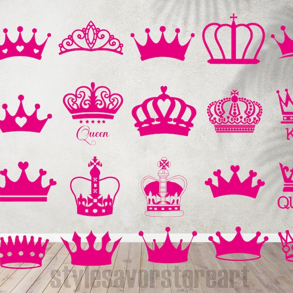 Couronne royale SVG, Princesse Tiara SVG, Couronne du Roi, Couronne de Reine, Couronne de princesse, Pour Cricut, Pour Silhouette, Fichiers coupés, Png, Dxf, Fichiers Svg