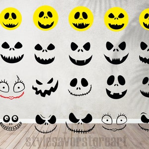 Jack Skellington and Sally Faces SVG Design Cut Files, Jack Svg,Nightmare Skellington Svg, Jack Skellington Cut File, ornaments faces