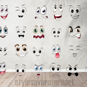 Cartoon Faces Svg, Emoji Faces Svg, Eyes Svg, Cute Faces Svg, Emoji Clipart, Funny Face Svg, Cartoon Clipart, Faces Svg, Cartoon Vector.