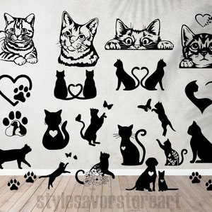 Katzensilhouette | Katze SVG | Katzenkopf SVG | Katzen Gesicht SVG | Cat Cut Dateien | Katzen Design | Kätzchen | Katze Vektor | Katzen-Svg | Haustier-Silhouette