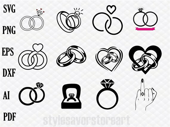 Mariage anneaux Svg Bundle, bague Svg, mariage Svg, Clipart
