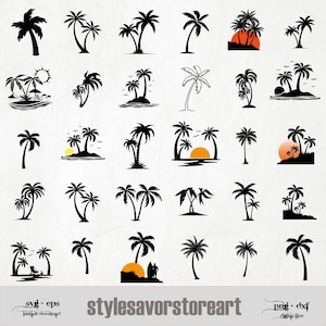 Palm Tree SVG Bundle - Palm Tree PNG Bundle - Palm Tree Clipart - Palm Tree SVG Cut Files for Cricut - Palm Tree Silhouette - Palm Trees Svg