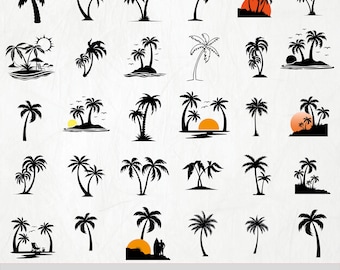 Palm Tree SVG Bundle - Palm Tree PNG Bundle - Palm Tree Clipart - Palm Tree SVG Cut Files for Cricut - Palm Tree Silhouette - Palm Trees Svg
