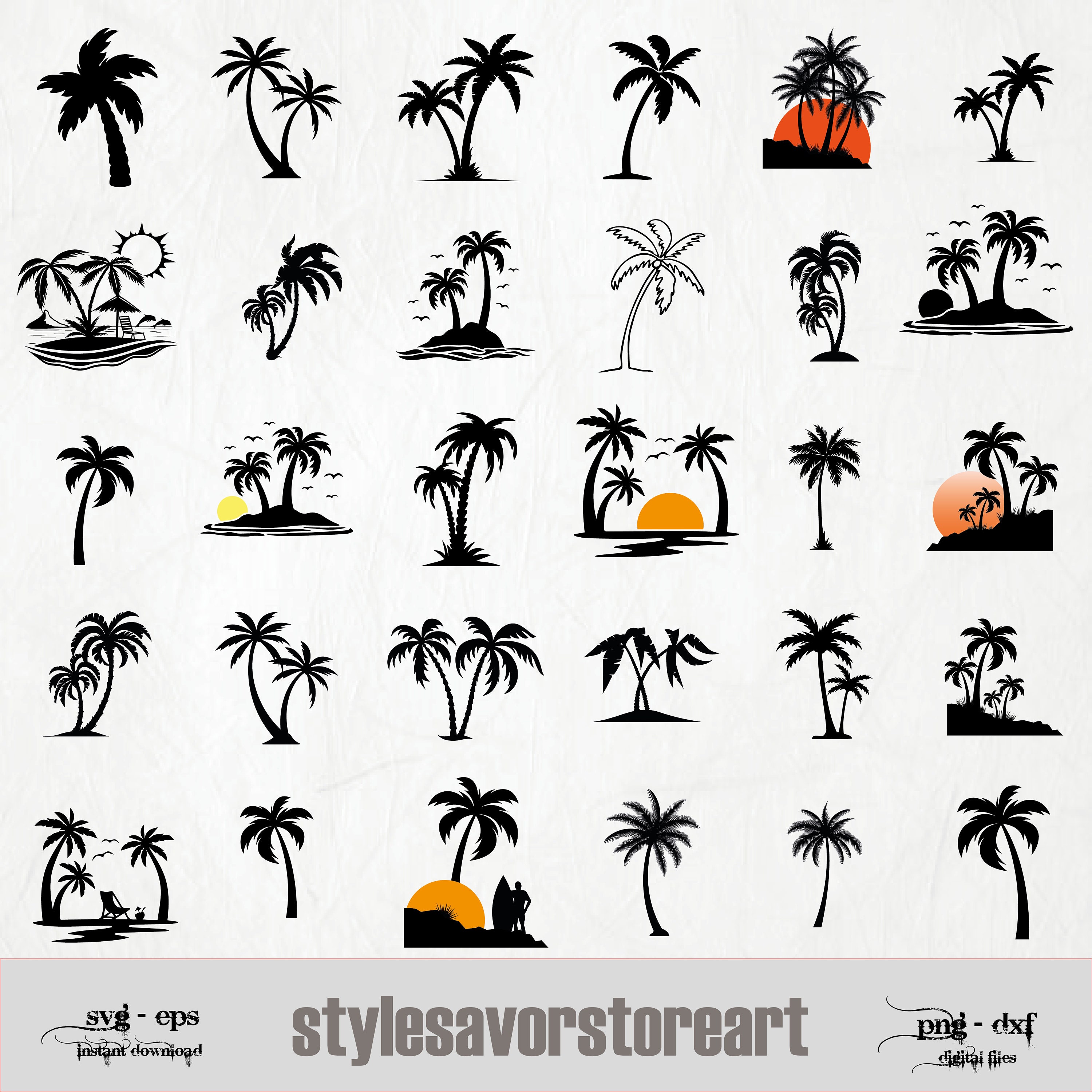 Palm Tree SVG Bundle - Palm Tree PNG Bundle - Palm Tree Clipart