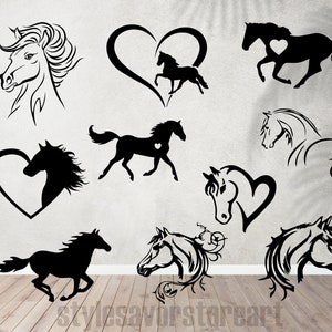 Pferd Silhouette | Pferd SVG | Hufeisen SVG | Pferdekopf svg | Pferd Vektor | Pferde Liebhaber | Pferde Datei | Tier-Svg| Pferd Herz SVG