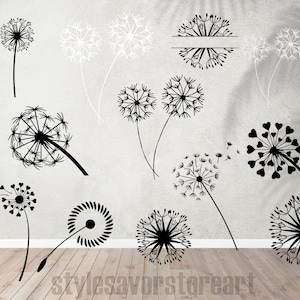 Dandelion SVG, PNG, EPS, Dandelions SVg Bundle, Instant Download, Digital Download, Floral Clipart, Flower Silhouette SvG