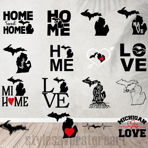 Michigan SVG / Archivo de corte / Cricut / Clip art / Uso comercial / Silueta / Michigan SVG / Michigan Home Svg / MI Svg