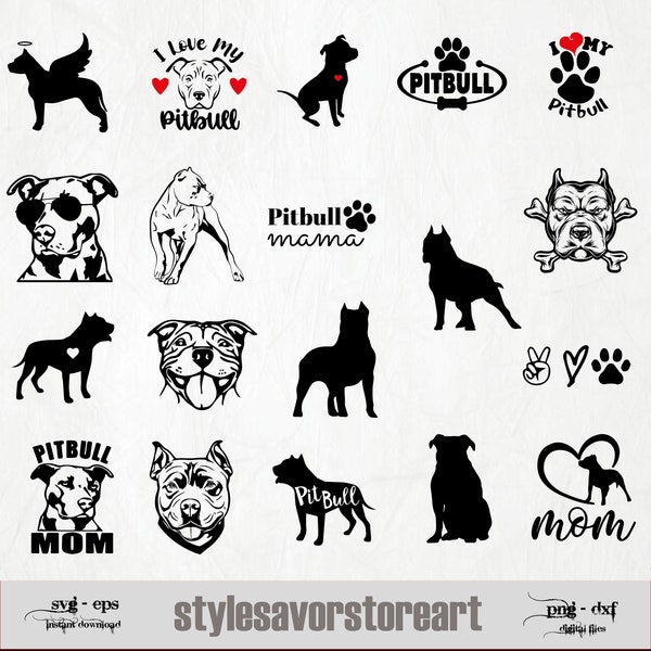 Pitbull SVG Bundle Pitbull Clipart Pitbull Vector Pitbull Cricut Pitbull Cut File Dog SVG American Pit Bull SVG Pitbull Silhouette Pitty Png