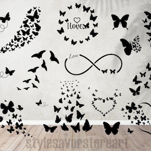 Flying Butterflies Svg bundle, Butterfly Svg, Butterfly Design Layout, Butterfly Swarm svg, Butterfly png, Cut Files For Cricut, Silhouette
