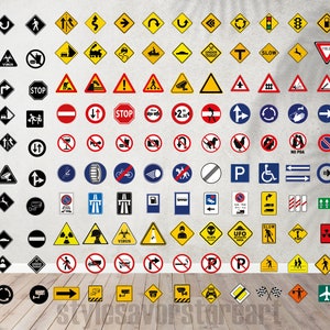 Traffic Signs Svg Bundle, Traffic Signs, Traffic, Road Sign SVG - PNG - Printing- Silhouette Files -Decal, Car Svg, Car Sign Svg