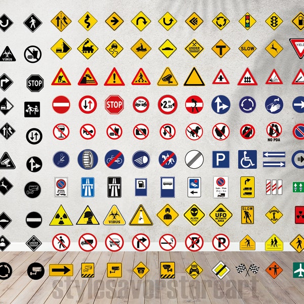 Verkehrszeichen SVG Bundle, Verkehrszeichen, Verkehr, Straßenschild SVG - PNG - Druck - Silhouette Dateien - Aufkleber, Auto SVG, Auto Schild