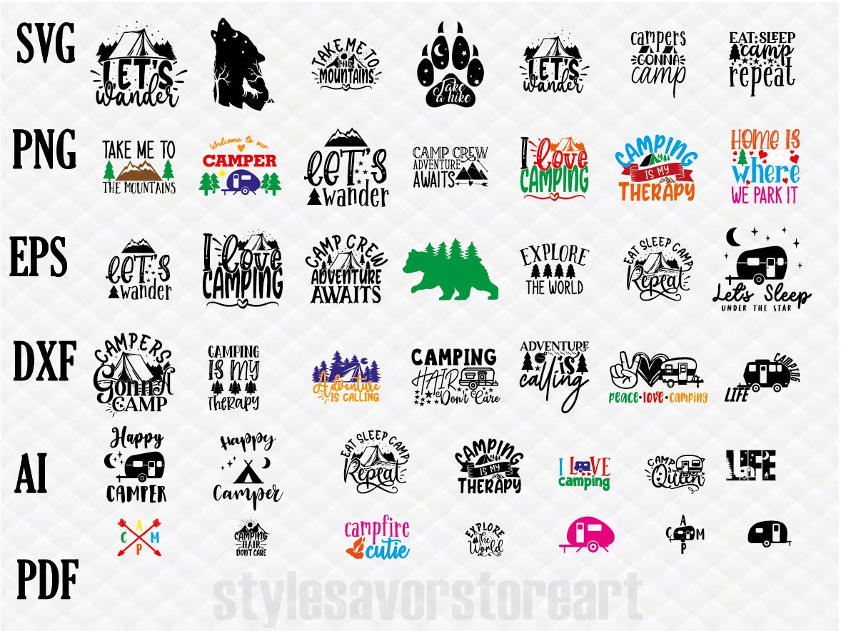 Camping Svg Bundle, Camping Svg, 40+ Camping Design, Summer, Camping Life, Eat sleep camping, Camp Fire, camp Svg, SVG - PNG